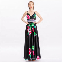 OEM Women Clothing Vintage Elegant Floral Maxi Dresses Vestidos